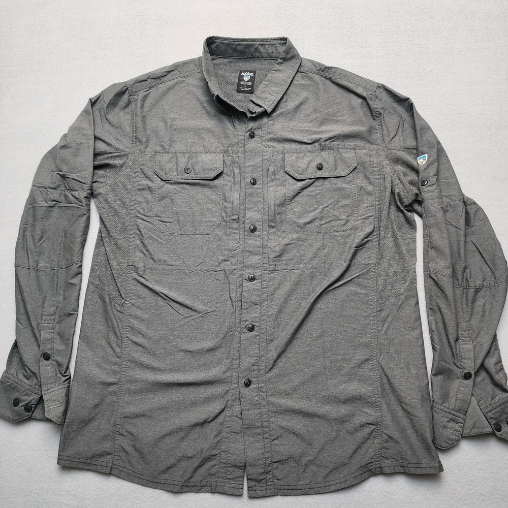 KÜHL Airspeed Shirt Mens Large Carbon Gray UPF 30+ Hiking Outdoor Long Sleeve